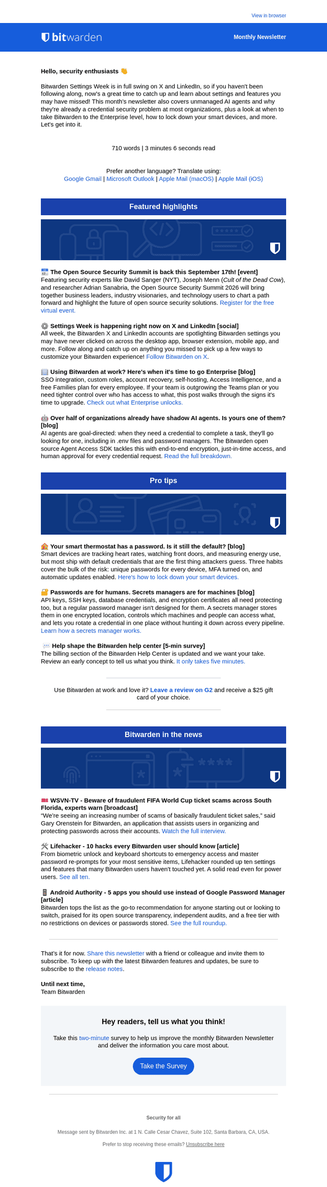 Bitwarden email from Thu, Jul 9, 2026