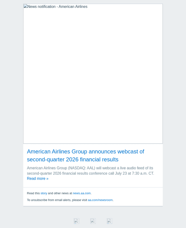 American Airlines email from Thu, Jul 9, 2026