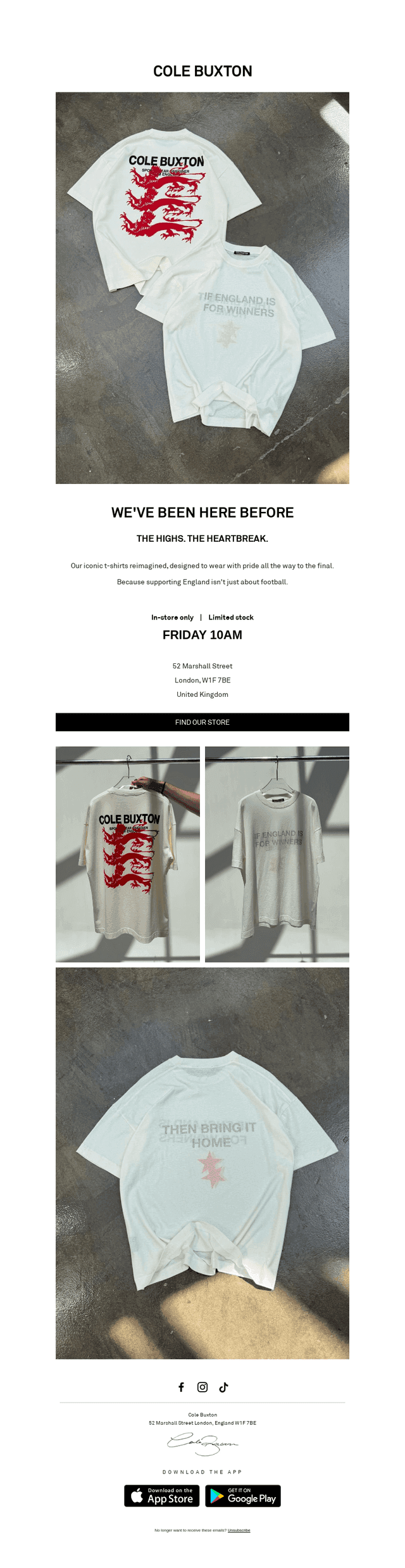 COLE BUXTON ENGLAND T-SHIRTS