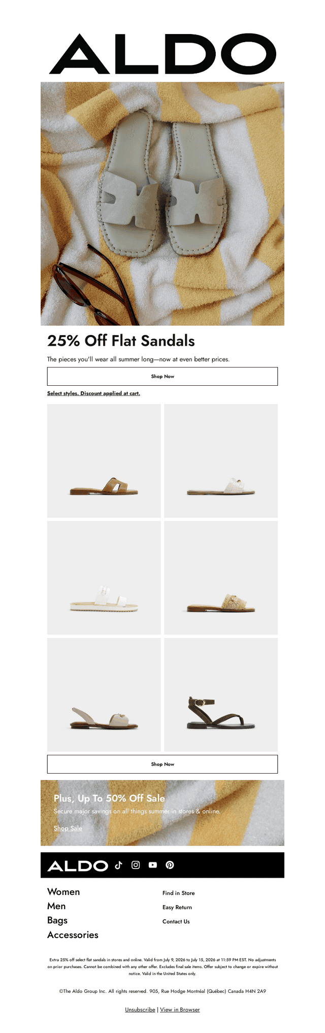 LIVE NOW: extra 25% off sandals