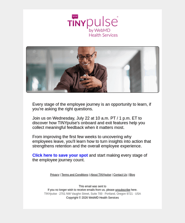 TINYpulse email from Fri, Jul 10, 2026