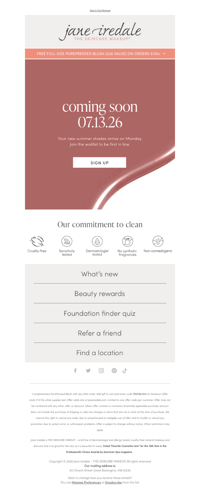 jane iredale email from Sat, Jul 11, 2026