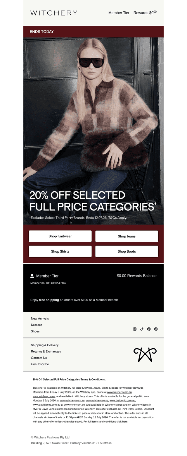 Final Call: 20% Off Selected Full Price Categories