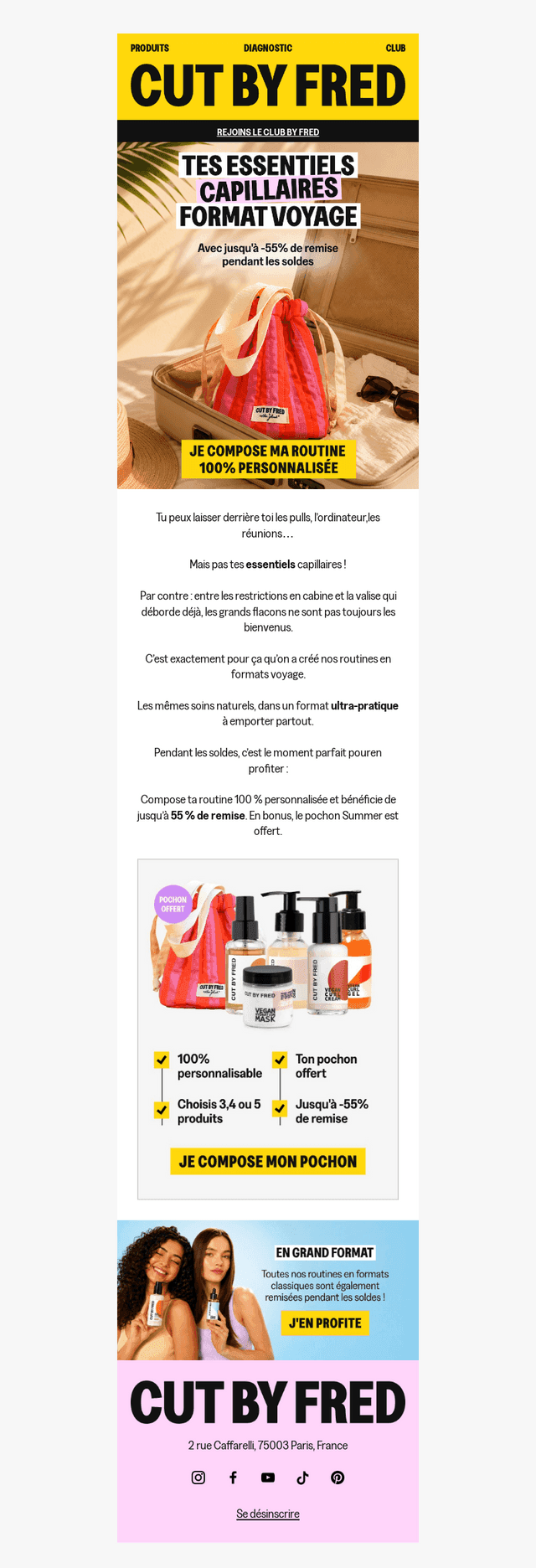 Jusqu’à -55% sur ta routine format voyage