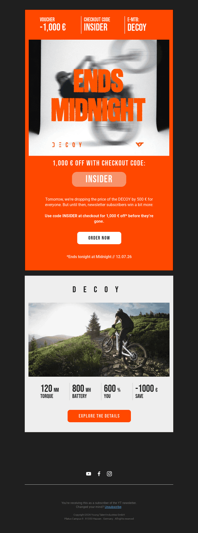 YT Industries email from Sun, Jul 12, 2026