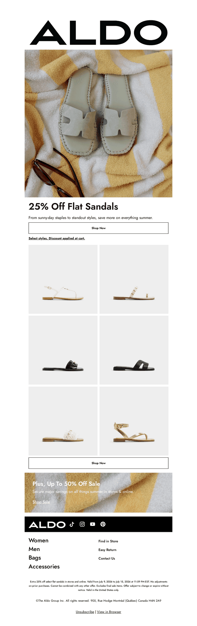 Enjoy 25% off flat sandals