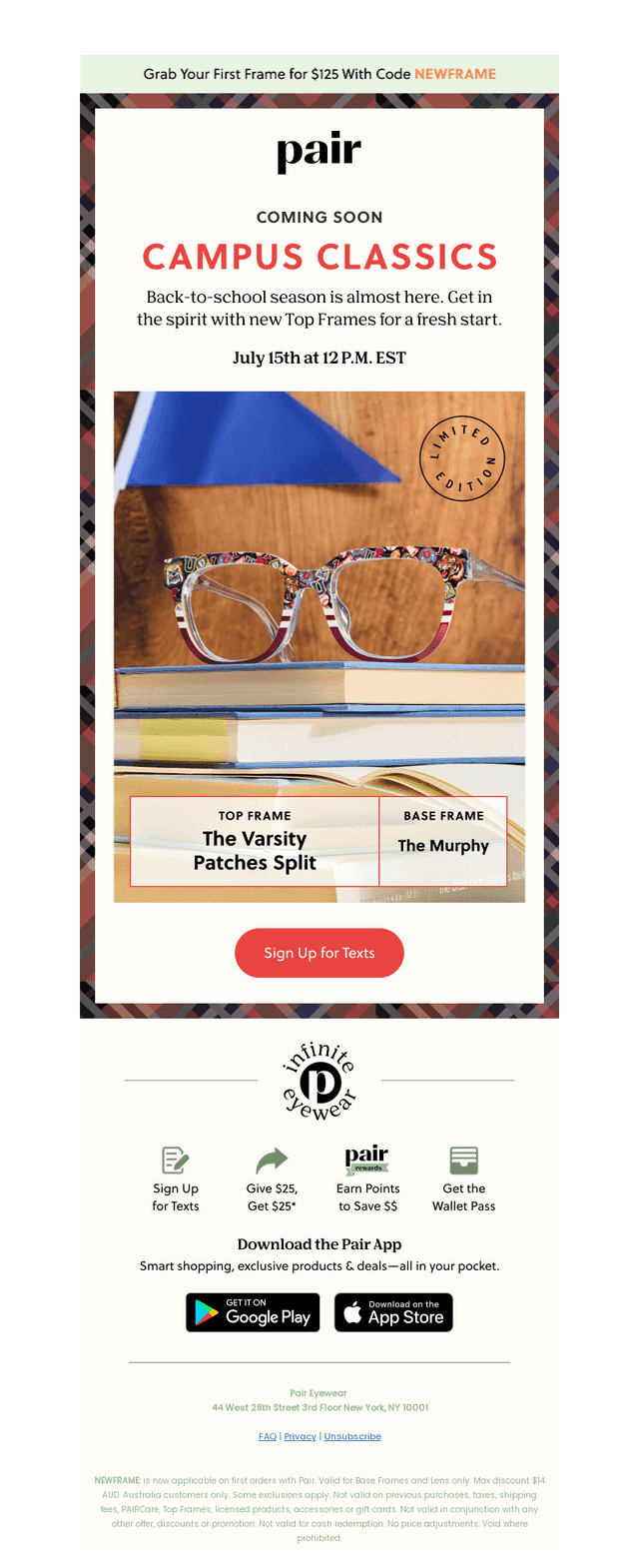 Pair Eyewear email from Sun, Jul 12, 2026
