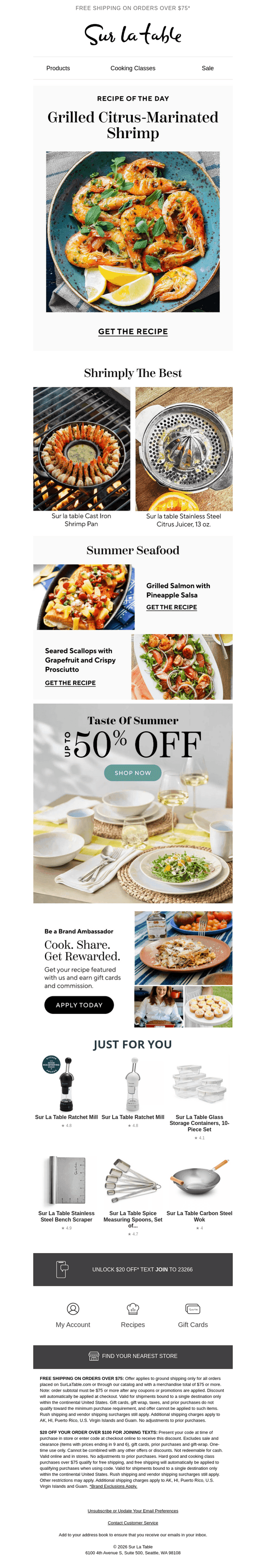Sur La Table email from Sun, Jul 12, 2026
