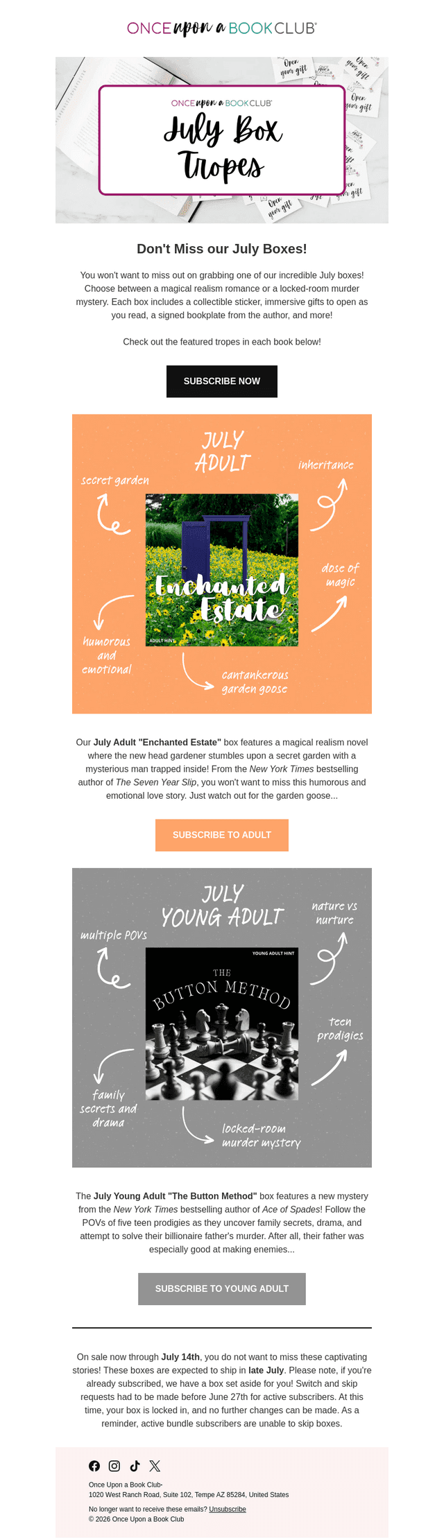 Once Upon A Book Club email from Sun, Jul 12, 2026