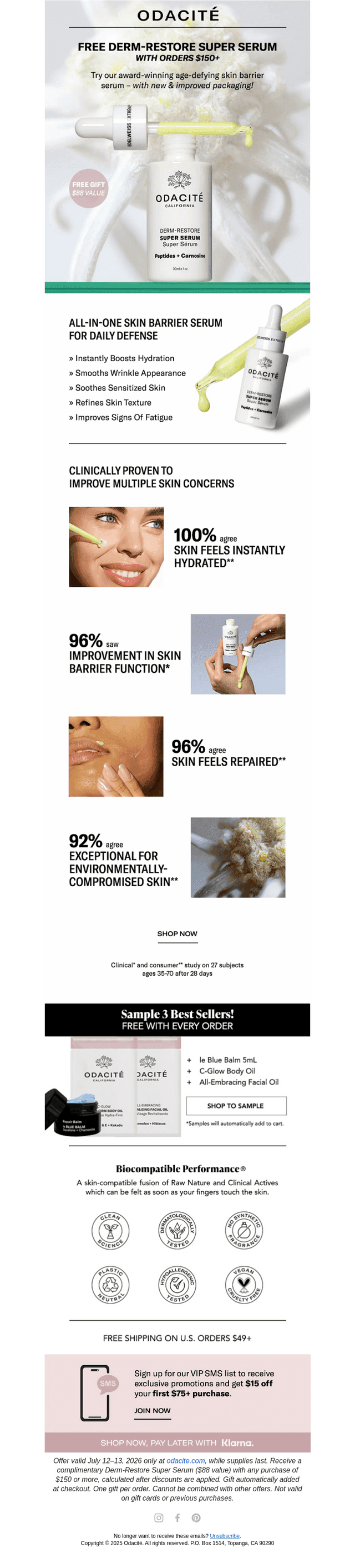 Free Derm-Restore Super Serum ($88 value) with orders $150+ — new & improved packaging