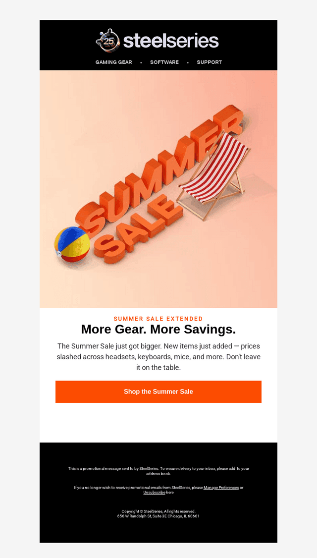 SteelSeries email from Mon, Jul 13, 2026
