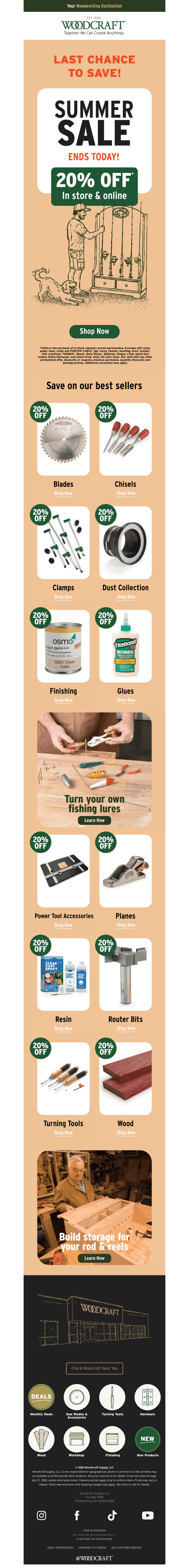 Woodcraft email from Mon, Jul 13, 2026