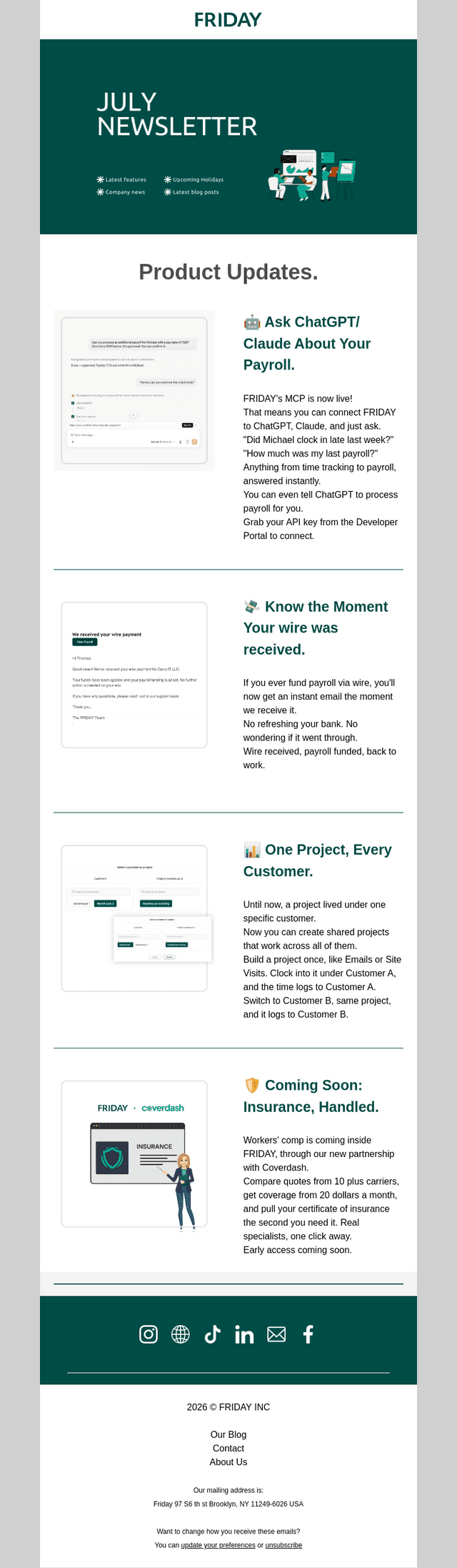 FRIDAY email from Mon, Jul 13, 2026