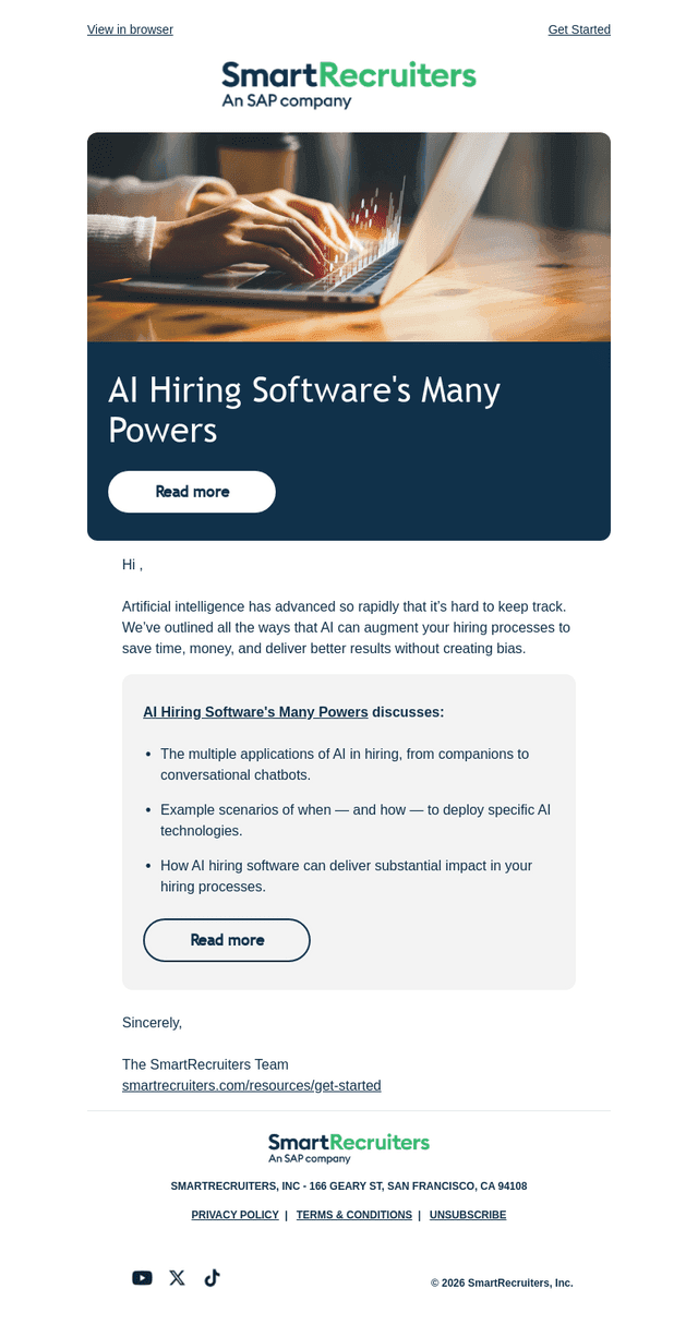 SmartRecruiters email from Tue, Jul 14, 2026
