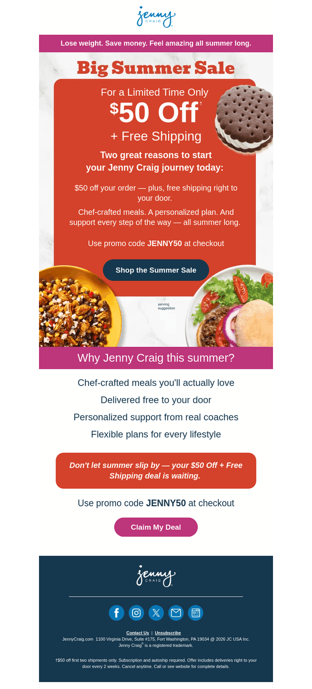Jenny Craig email from Tue, Jul 14, 2026