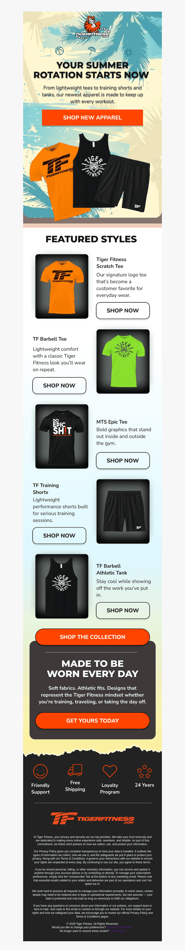 Tiger Fitness email from Tue, Jul 14, 2026