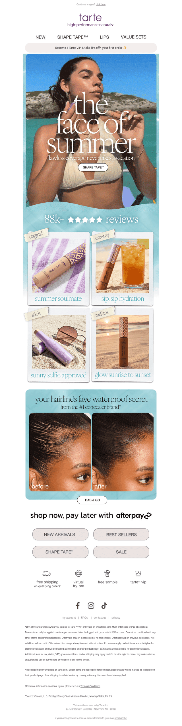 Tarte Cosmetics email from Wed, Jul 15, 2026
