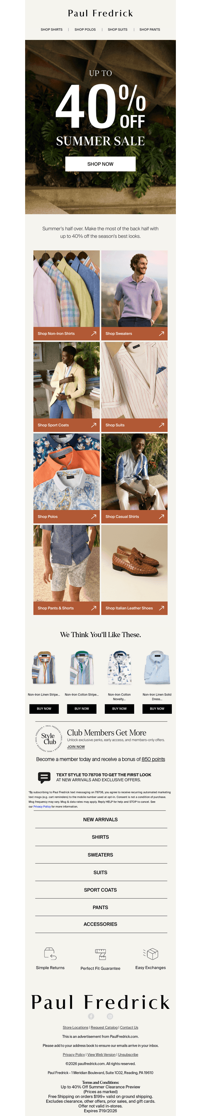 UP TO 40% OFF SUMMER