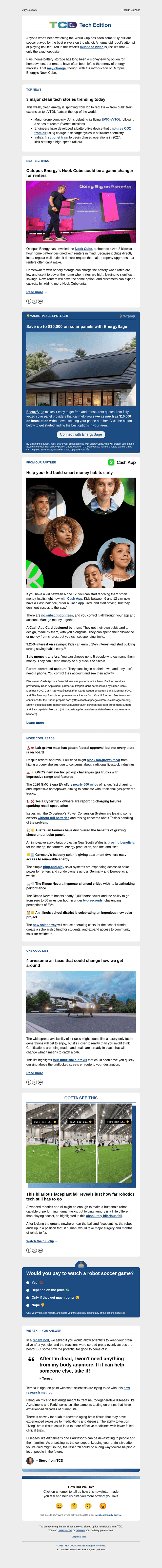 The Cool Down email from Wed, Jul 15, 2026