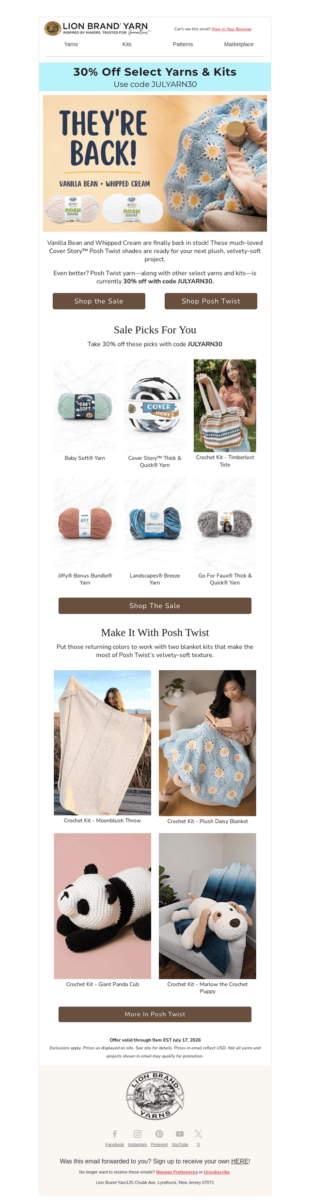 Scoop up 30% off select yarns