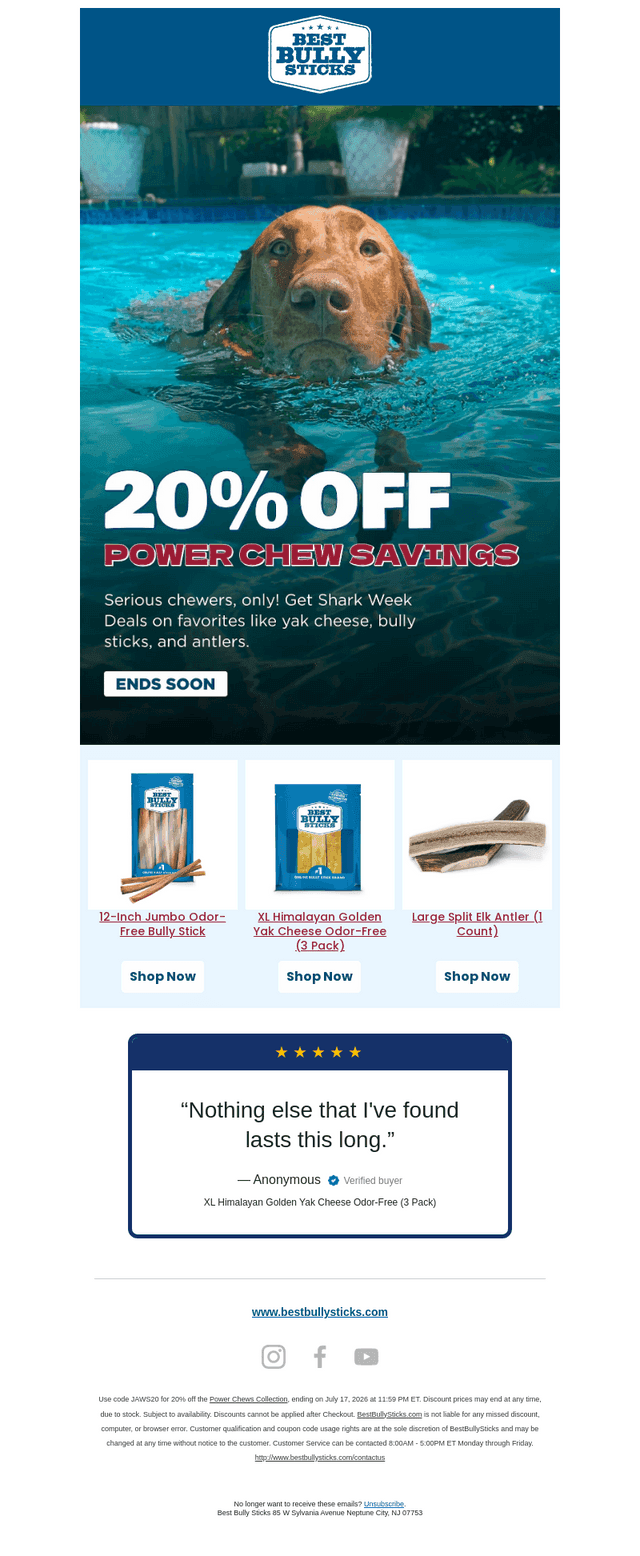 Get 20% OFF Power Chews 🦈