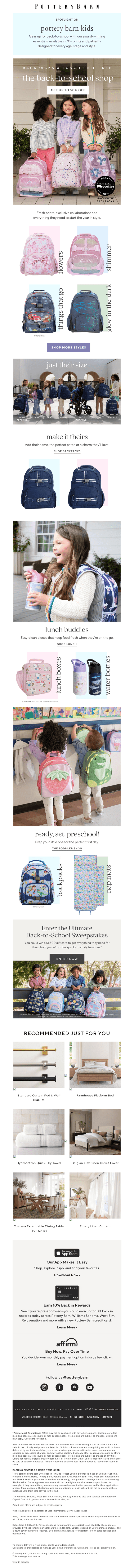 Pottery Barn email from Wed, Jul 15, 2026