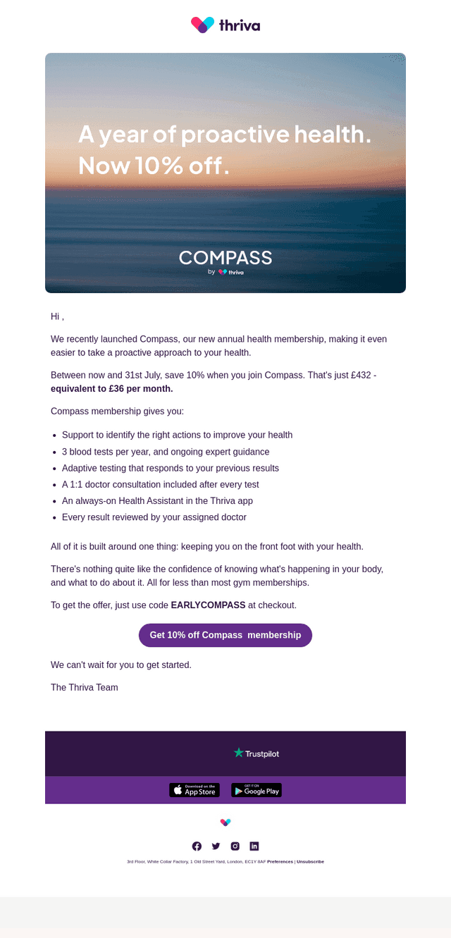 Thriva email from Wed, Jul 15, 2026