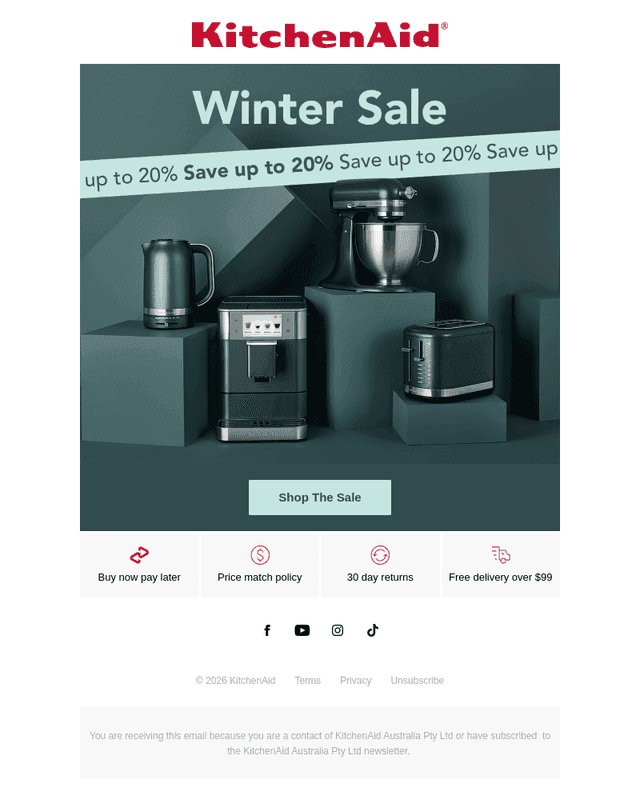 KitchenAid Australia & New Zealand email from Wed, Jul 15, 2026