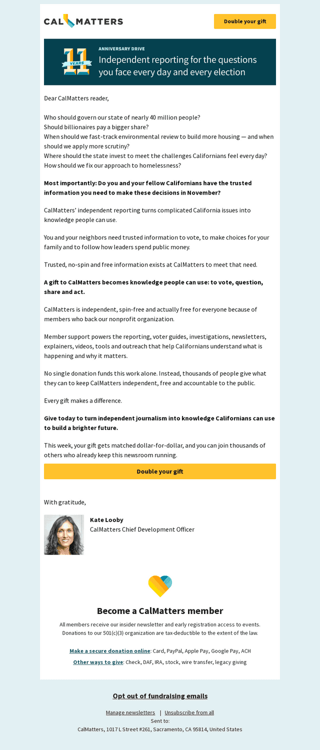 Calm email from Wed, Jul 15, 2026