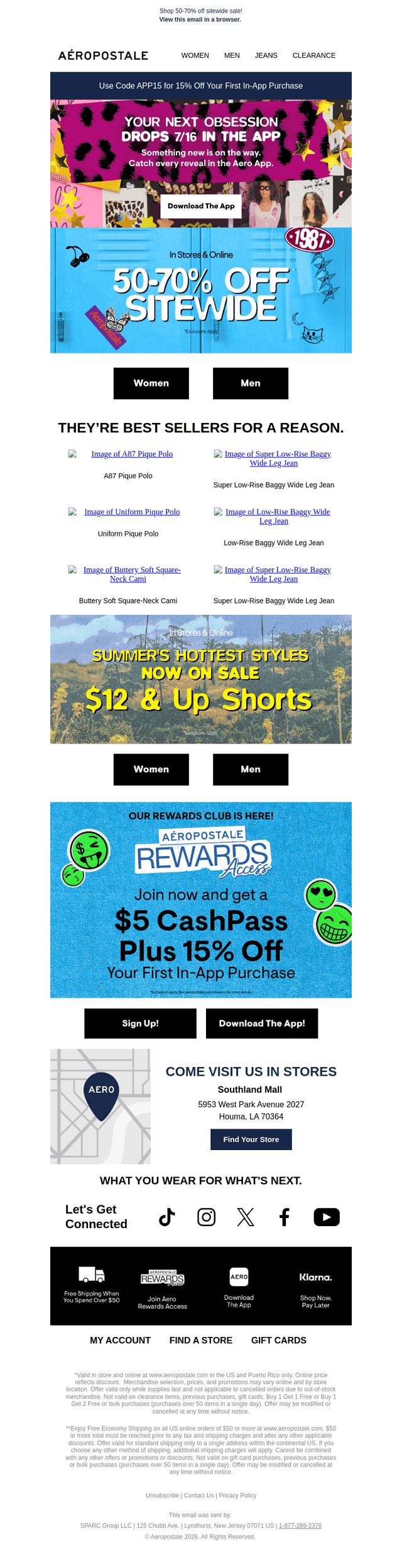 Aeropostale email from Wed, Jul 15, 2026