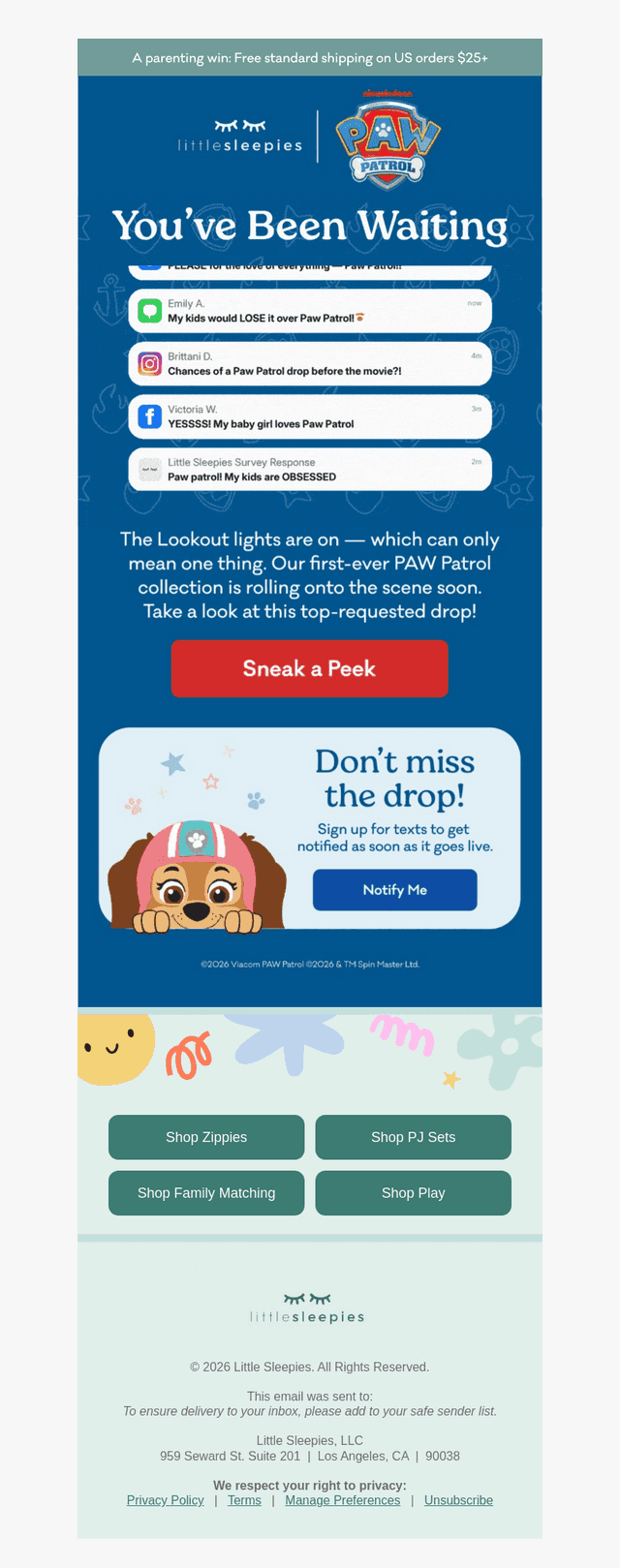 Little Sleepies email from Fri, Jul 17, 2026