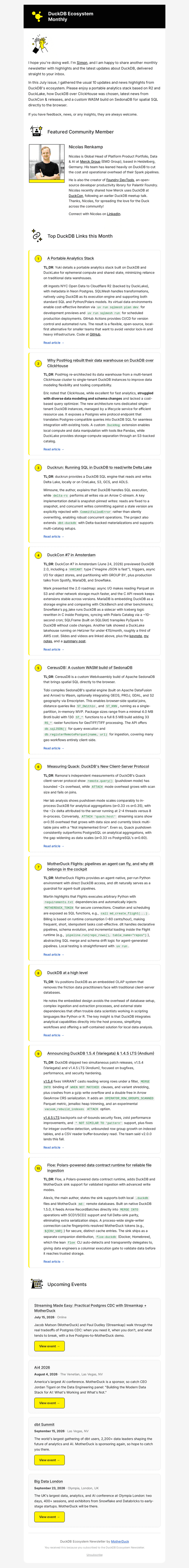 MotherDuck email from Fri, Jul 17, 2026