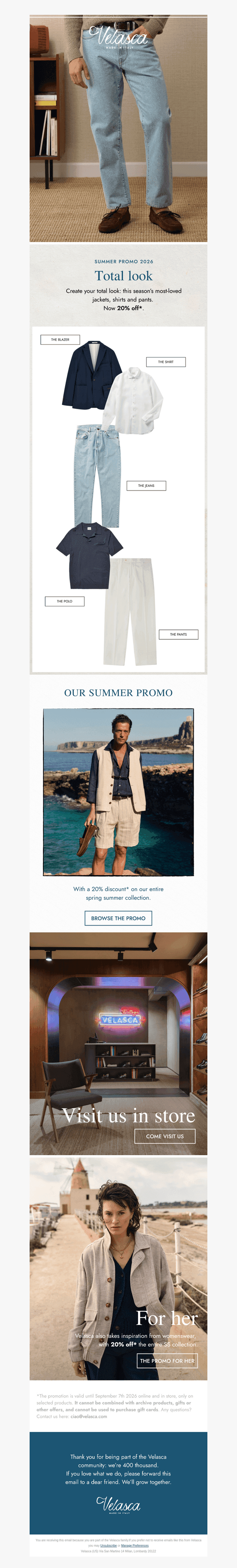 Create your look from our pieces on offer.