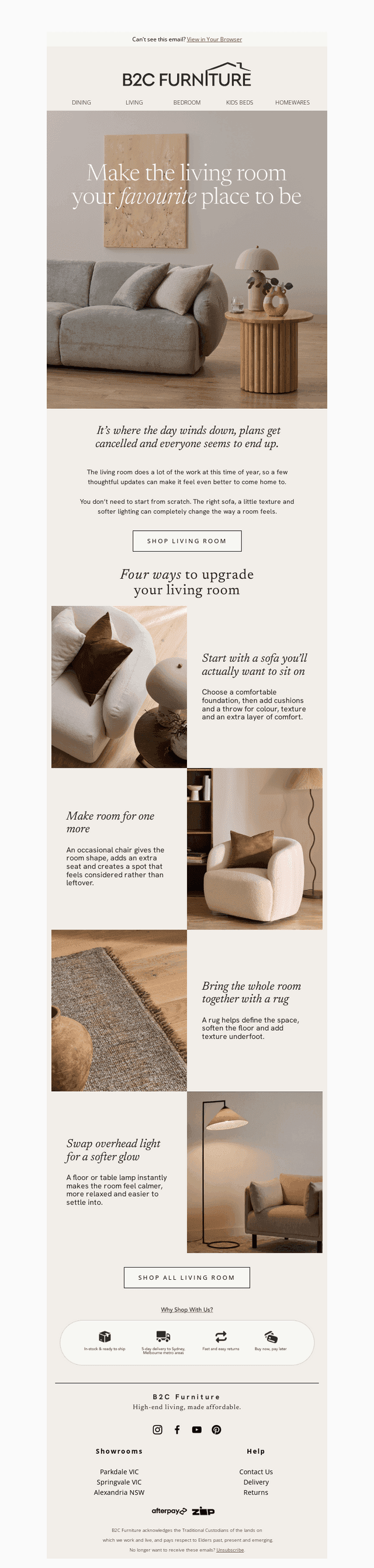 B2C Furniture email from Fri, Jul 17, 2026