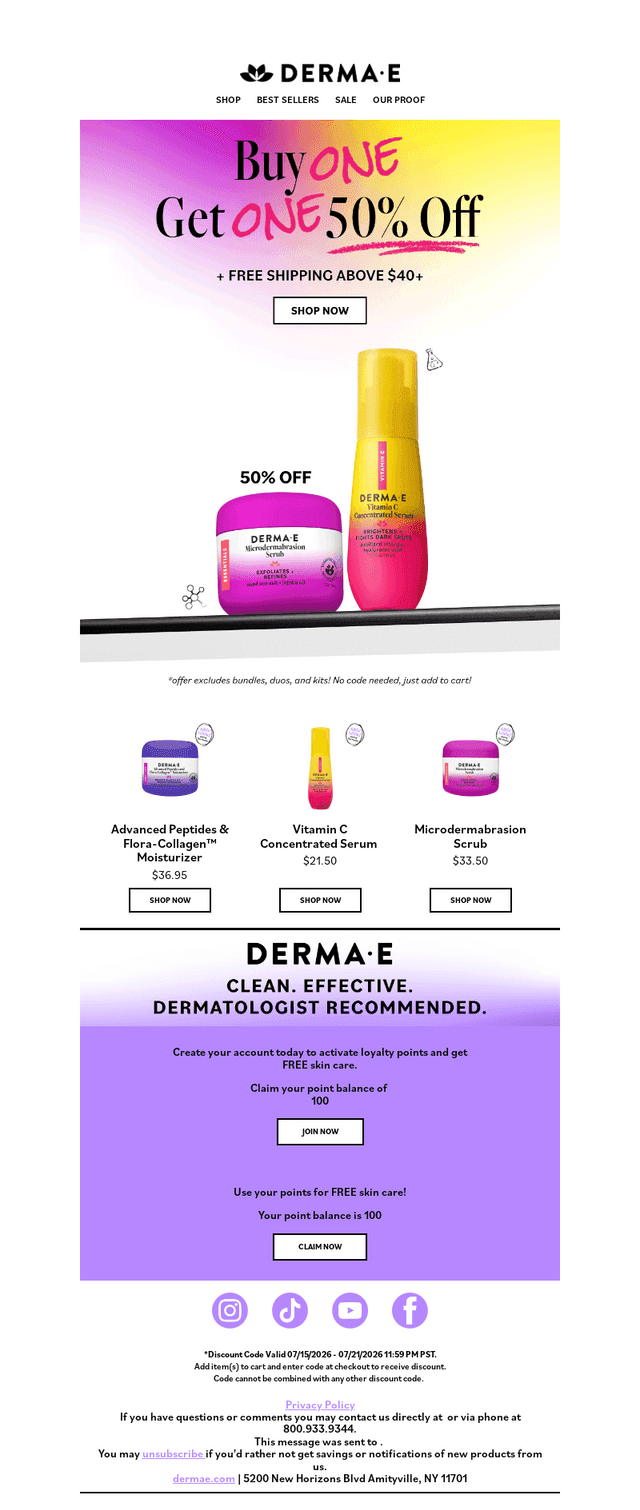 Derma E email from Sat, Jul 18, 2026