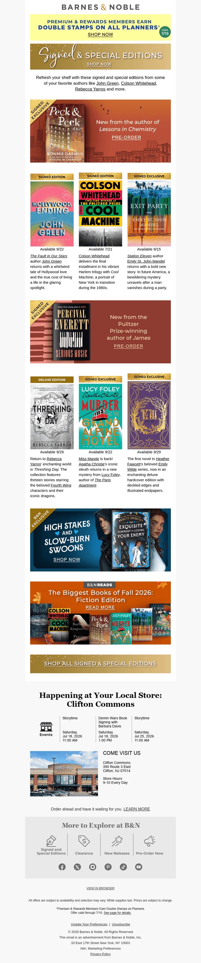 Barnes & Noble email from Sat, Jul 18, 2026