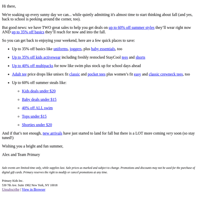 Primary email from Sun, Jul 19, 2026