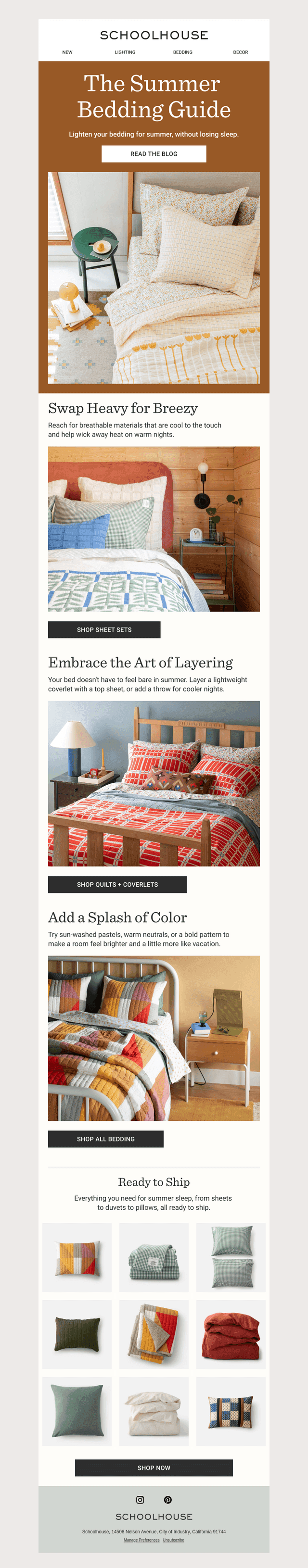How To Lighten Your Bedding for Summer
