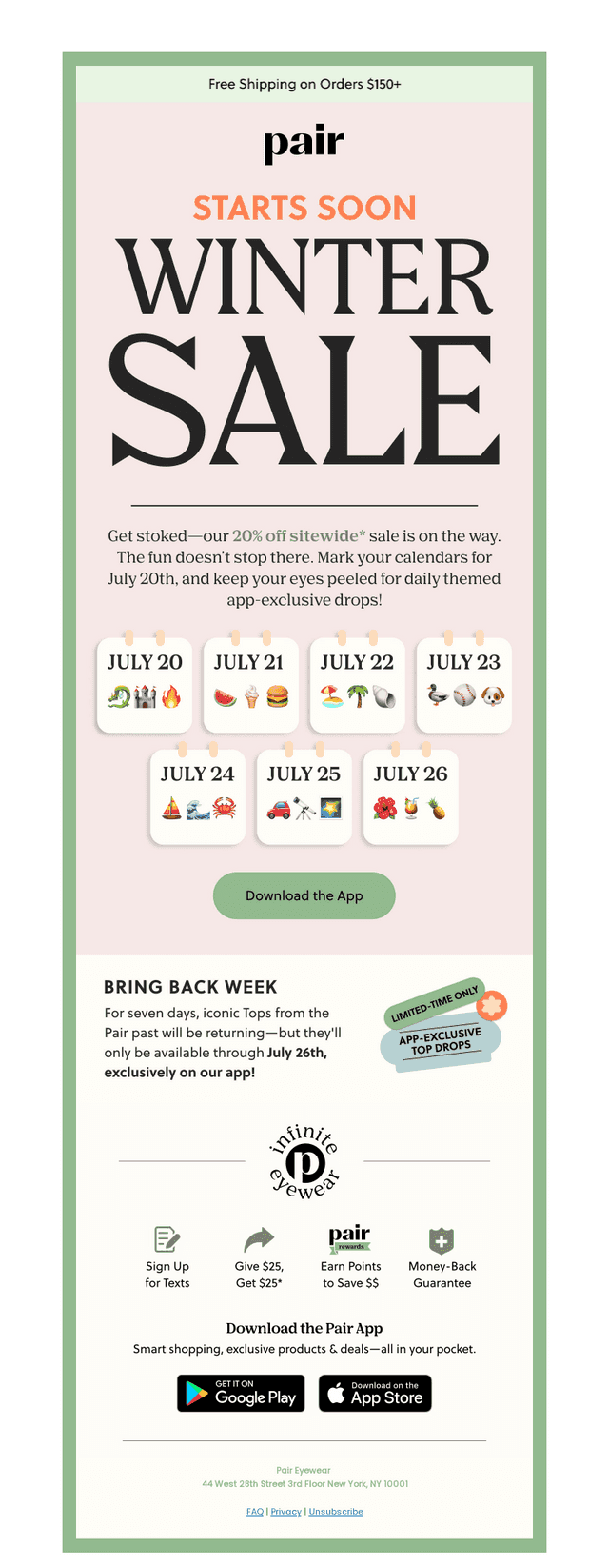 Pair Eyewear email from Sun, Jul 19, 2026