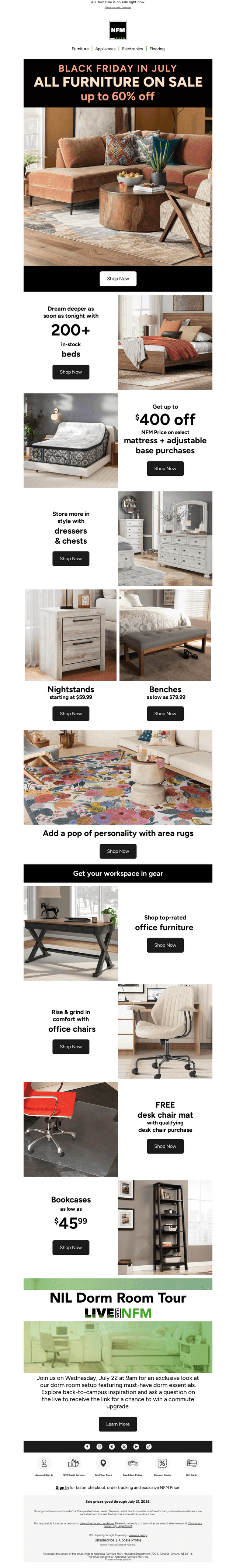 Nebraska Furniture Mart email from Sun, Jul 19, 2026