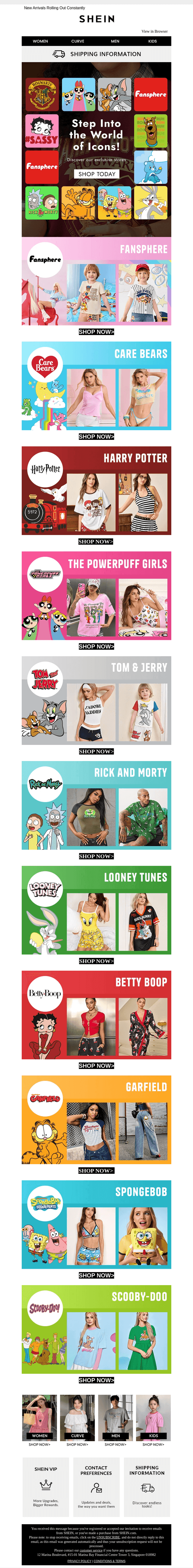 Explore 100% Officially Licensed IP Stores on SHEIN