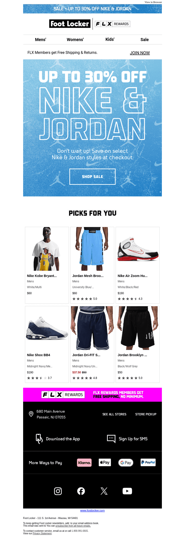 Foot Locker email from Mon, Jul 20, 2026