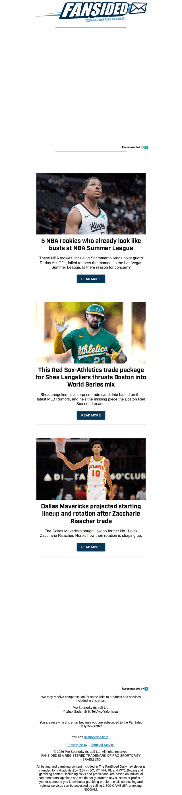 FanSided email from Mon, Jul 20, 2026