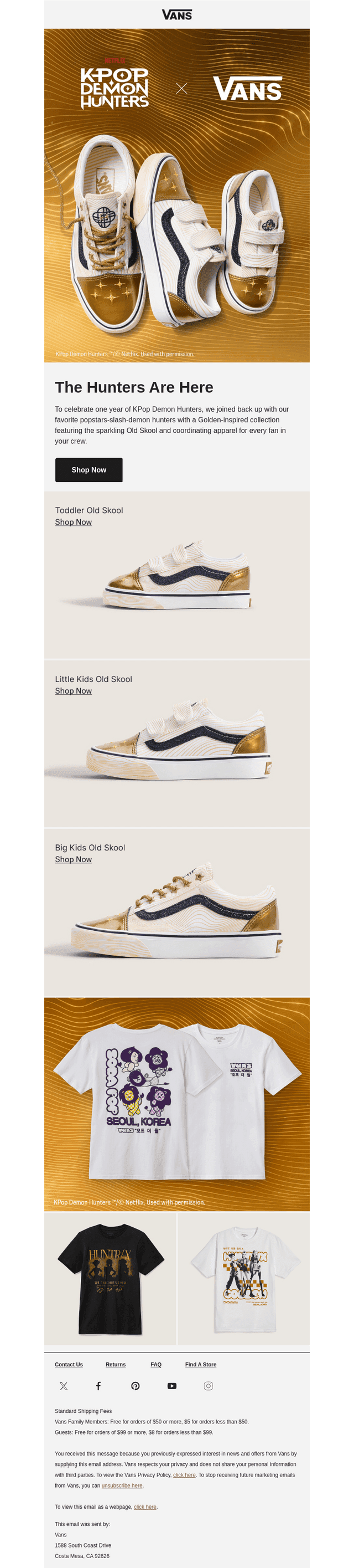 Vans email from Mon, Jul 20, 2026