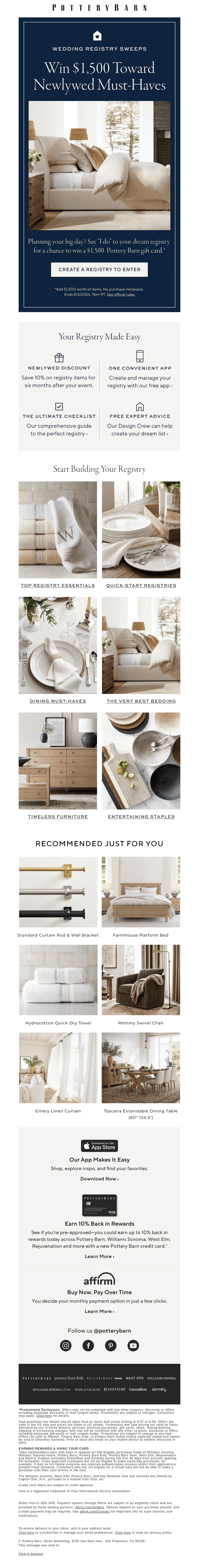 Pottery Barn email from Mon, Jul 20, 2026