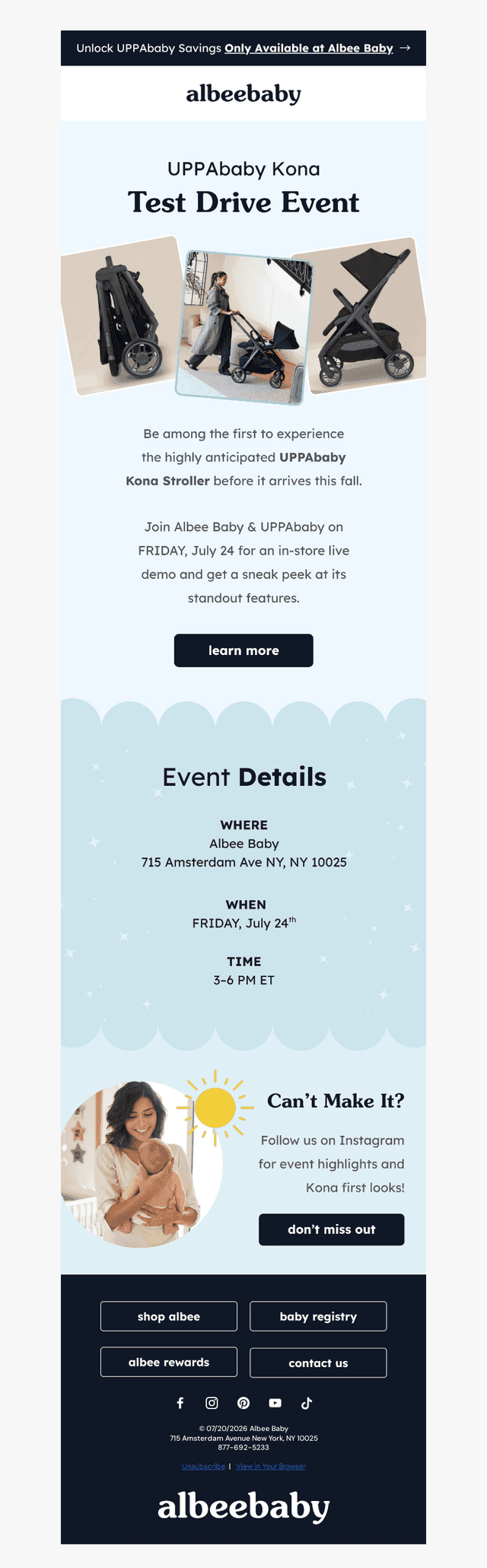 Albee Baby email from Mon, Jul 20, 2026