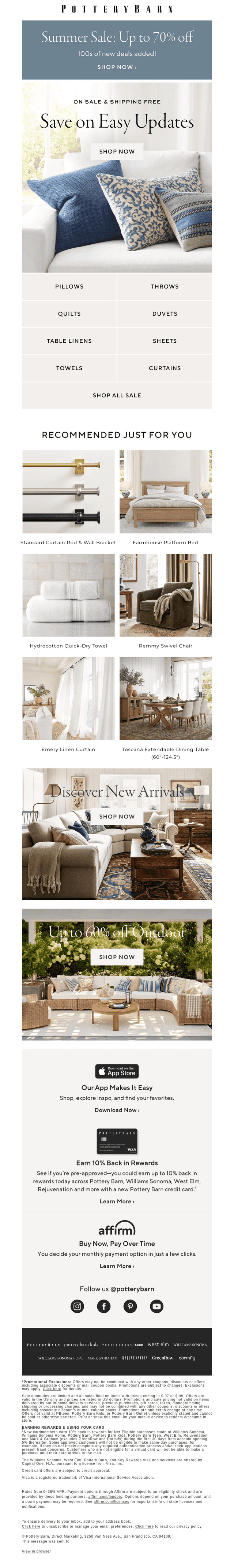 Pottery Barn email from Mon, Jul 20, 2026