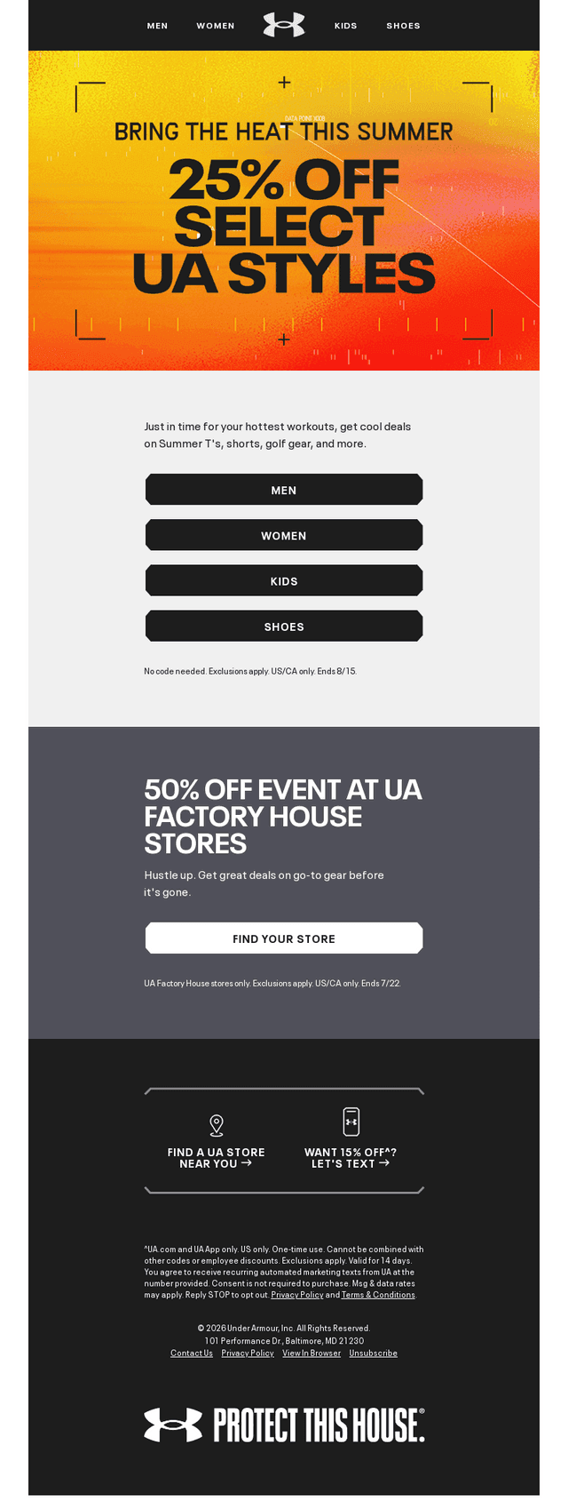 Save 25% off on select UA styles ☀️