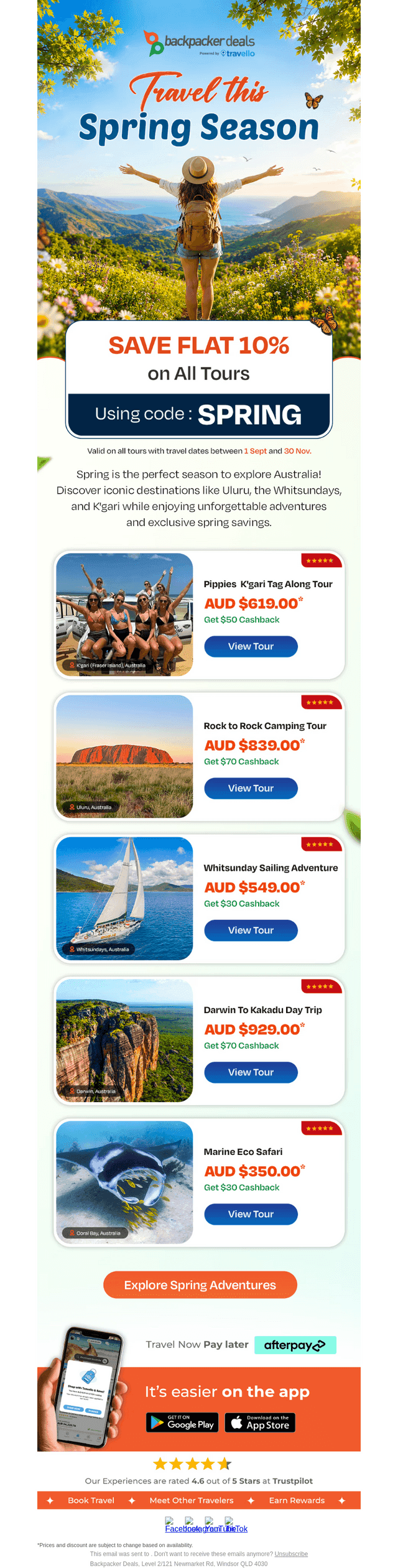 Backpacker Deals email from Tue, Jul 21, 2026