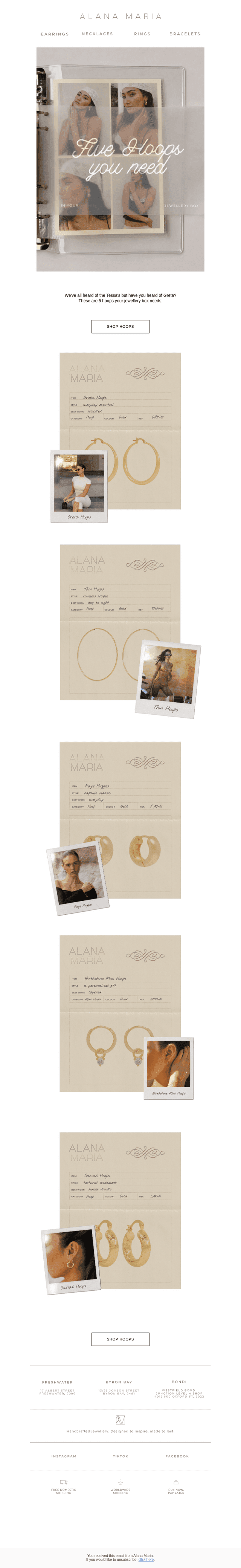 Alana Maria Jewellery email from Tue, Jul 21, 2026